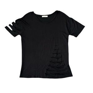 Entro Distressed Ladder Cut Out Black Shirt Women’s Medium